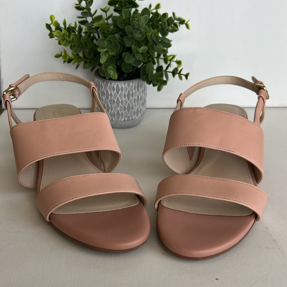 Cole Haan Sandals Women Pink Leather Slingback Wedge Buckle - Picture 4 of 17